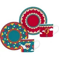 Bialetti Set mit 2 Winter Wonderland-Tassen und Untertassen