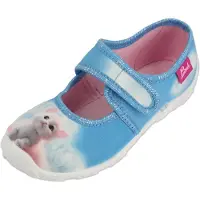 Beck Pantoufle 'Lili' azur / rose ancienne / rose foncé / blanc