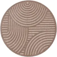 Paco Home Tapis d'extérieur résistant aux intempéries Boho & Skandi aspect 3D pour terrasse, balcon et jardin Dimensions 120 cm rond