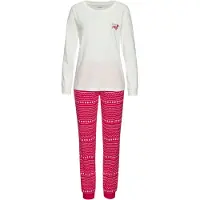 LASCANA Pyjama noisette / rouge vif / noir / blanc