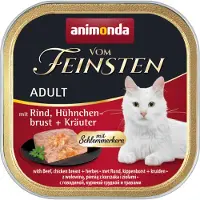 Animonda Vom Feinsten Lot Adult 32 x 100 g pour chat - bœuf, blanc de poulet et herbes