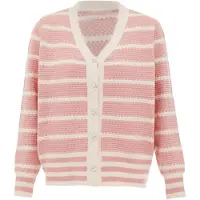 SANIKA Cardigan rose / blanc