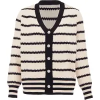 SANIKA Cardigan noir / blanc cassé