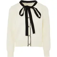NAEMI Cardigan noir / blanc cassé