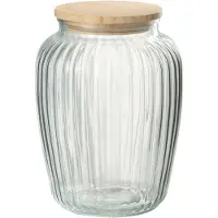 Jline Pot en verre louis verre/bambou transparent/naturel large