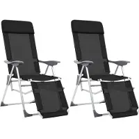 vidaXL Chaises longues pliantes avec repose-pieds 2 pcs. noir Textilène