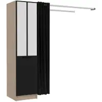 Parisot Armoire Botan H - 180 cm-1 porte tournante, 3 étagères, 1 tringle, 1 rideau-chêne