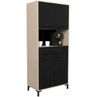 Parisot Vaisselier Felicity 80cm, 4 portes & 1 tiroir - décor chêne/noir