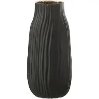 J-Line Vase rainures verre noir/or medium