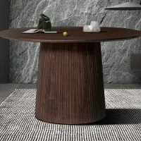 Rousseau Table ronde Miguel marron foncé | Bois de mango massif | 76H x 130W x 130D cm