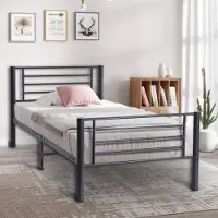 Rousseau Lit gris métal Sammy 90x200 | Cadre 97x210 | H-H 80