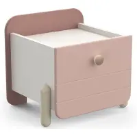CBA Table de chevet Janne 1 tiroir-rose mat/blanc mat