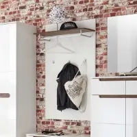 Emob Portemanteau Nuro 3 crochets avec porte-chapeau et tringle - blanc