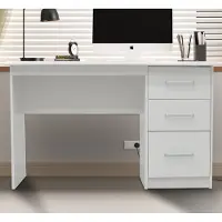Rousseau Bureau Mateo 121x60x75cm avec trois tiroirs - blanc