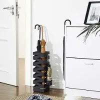 Songmics Porte-parapluie carré en métal avec crochets et plateau, 15.5x15.5x49cm, noir