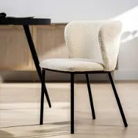 Emob Chaise de salle à manger Sinan tissu teddy - naturel