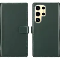 Selencia Étui portefeuille en cuir véritable pour Samsung Galaxy S25 Ultra - Vert