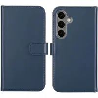 Selencia Étui portefeuille en cuir véritable pour Samsung Galaxy S25 Plus - Bleu