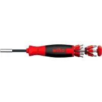 Wiha 38600 Tournevis avec magasin d'embouts LiftUp 25 magnétique avec jeu de 12 embouts - 1/4"