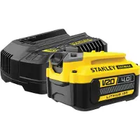 Stanley Kit 1 batterie LITHIUM-ION 18V 4Ah et Chargeur 2Ah Gamme V20 - Fatmax SFMCB14M1-QW