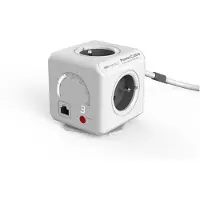 Allocacoc PowerCube Extended WiFi, unité de distribution d'alimentation Type E, 4 prises, 1.5m, blanc/gris POWERCUBE EXTENDED WIFI TYPE E (9720/FREXWF)