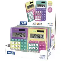 Milan Display Box 12 Calculators 8 Digit Sunset Pocket Argenté