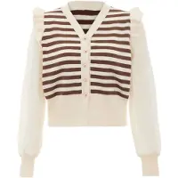 NAEMI Cardigan beige / chocolat