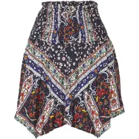 KOROSHI Jupe bleu marine / rouge sang / blanc cassé