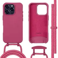 IMoshion Coque arrière Color avec cordon amovible et MagSafe Apple iPhone 16 Pro Max - Raspberry