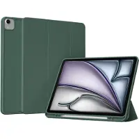 Accezz Coque tablette portefeuille Smart Silicone pour Apple iPad Air 13 pouces (2026) M4 / (2025) M3 / (2024) M2 - Vert foncé
