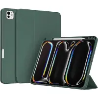 Accezz Coque tablette portefeuille Smart Silicone pour Apple iPad Pro 11 (2025) M5 / (2024) M4 - Vert foncé