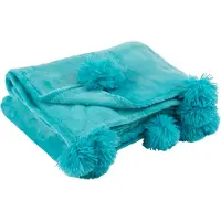J-Line Plaid pompon polyester azur