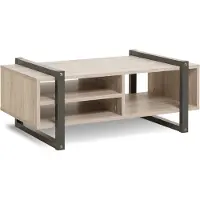 Finori BROOKLYN Table basse style industriel chêne et gris anthracite - L 100 x l 60 cm