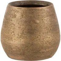 J-Line Cachepot irregulier rugueux ceramique or medium