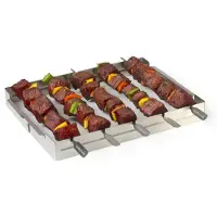 Barbecook 2230026000 Support pour brochettes de barbecue, acier inoxydable pour 5 brochettes