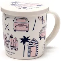 Puckator VW Volkswagen T1 Bulli Explore More Tasse aus Porzellan mit Teeei und Deckel