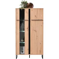 Poldimar Armoire vitrée Hoggas 84cm 2 portes - chêne/noir