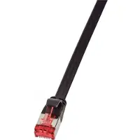 Logilink SlimLine - Cordon de raccordement - RJ-45 (M) pour RJ-45 (M) - 2 m - U/FTP, PiMF - CAT 6a - plat, sans crochet, moulé - noir