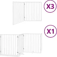 vidaXL Porte pour chien 10 pièces avec porte Pliable Blanc 800 cm Bois de peuplier