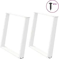 vidaXL Pieds de table de salle à manger en U 2 pcs. Blanc 90x(72-73) cm Acier