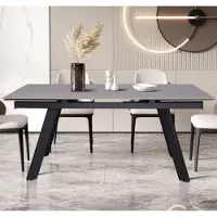 Rousseau Table de salle à manger à rallonge Hertha | 160/240 x 90 x 76 cm | Gris/Pierre