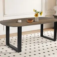 Rousseau Table à manger Tommy 220x100 cm - ovale danoise - bois de magnolia foncé