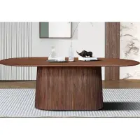 Rousseau Table de salle à manger Miguel Ovale 230cm brun clair | Structure et plateau en bois de mango massif