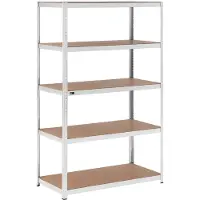 MSW Étagère charge lourde - 120 x 60 x 200 cm - Supporte 5 x 150 kg - Gris
