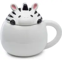 Puckator Adoramals Zebra piepsender Tier-Deckel Tasse aus Dolomit-Keramik