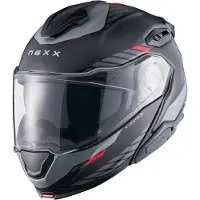 NEXX X.Lifetour Globe, casque rabattable ,Mat Noir/Gris/Rouge ,M