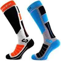 Sinner Chaussettes de Ski Sinner Unisexe Pro Socks II Double Pack Orange/Neon Blue-Taille 39 - 41