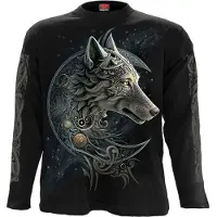 Spiral T-shirt manches longues de - Loup Celtique - M - XXL - pour Homme - noir - Taille XXL