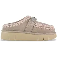 Mou pour femme. MU.FW531001A Sabots Bounce sabots en cuir logo en métal , taupe (41), 3 à 5 cm, Aucun, Casuel