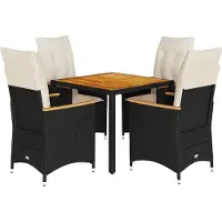 vidaXL Ensemble de jardin 5 pièces avec coussins Noir Poly Rattan